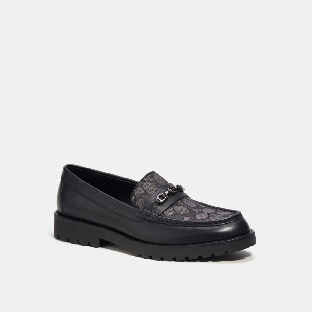 Coach Brooks Loafer In Signature Jacquard Smoke Coal Black