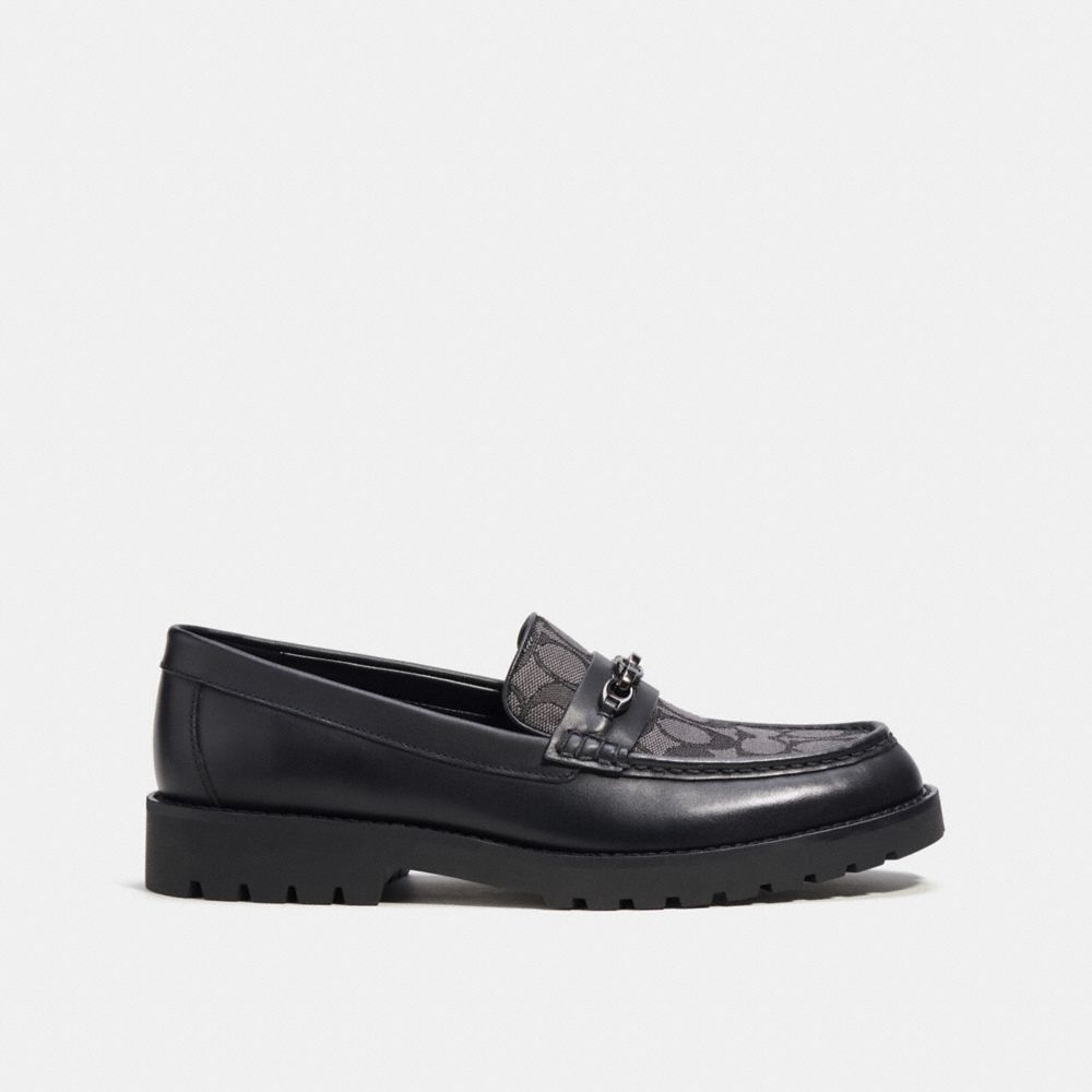 Coach Brooks Loafer In Signature Jacquard Smoke Coal Black