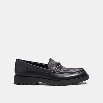 Coach Brooks Loafer In Signature Jacquard Smoke Coal Black