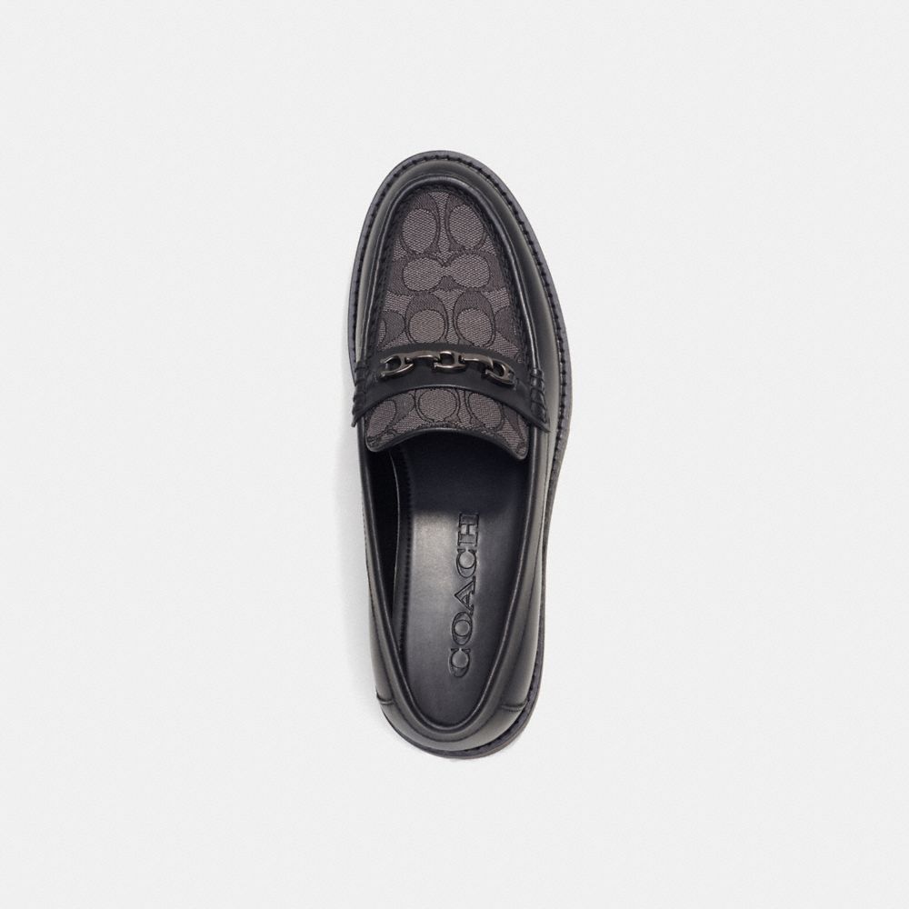 Coach Brooks Loafer In Signature Jacquard Smoke Coal Black