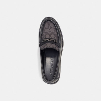 Coach Brooks Loafer In Signature Jacquard Smoke Coal Black