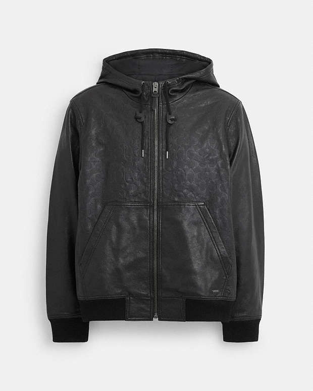 Embossed Leather Trainer Black Signature Black Signature