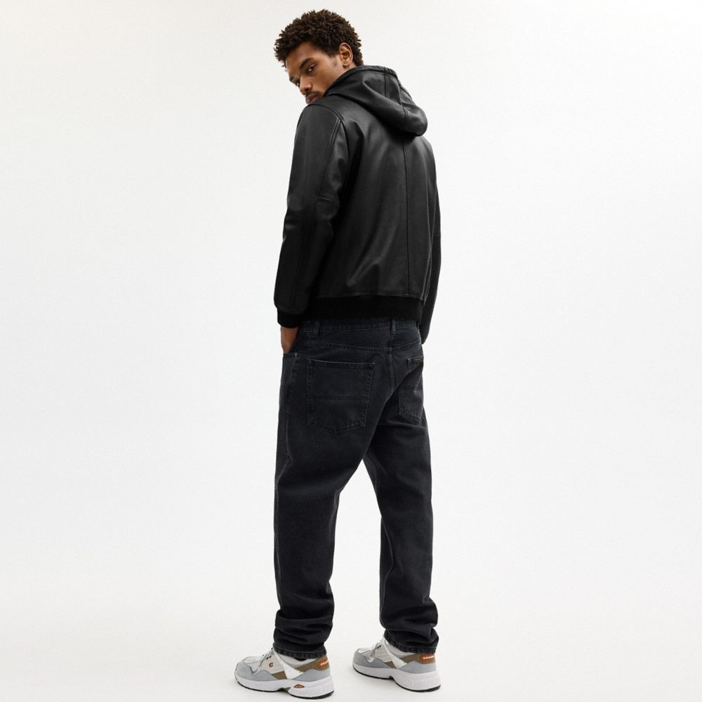 Coach Embossed Leather Trainer Black Signature