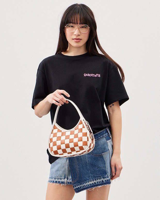 Ergo Bag In Checkerboard Upcrafted Leather Burnished Amber-Chalk Burnished Amber-Chalk