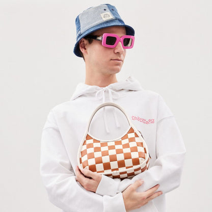 Coach Ergo Bag In Checkerboard Upcrafted Leather Burnished Amber Chalk