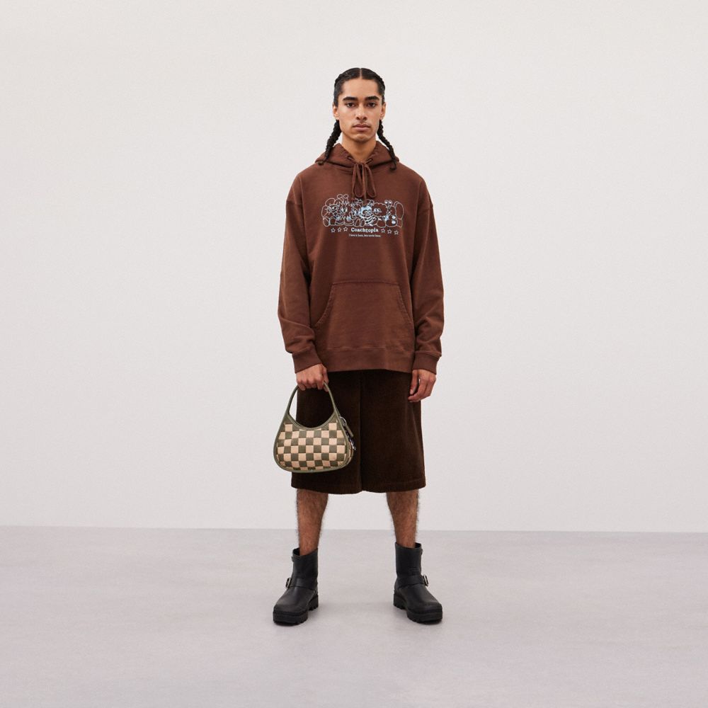Coach Ergo Bag In Checkerboard Upcrafted Leather Army Green Sandy Beige