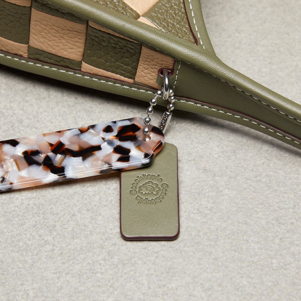 Coach Ergo Bag In Checkerboard Upcrafted Leather Army Green Sandy Beige