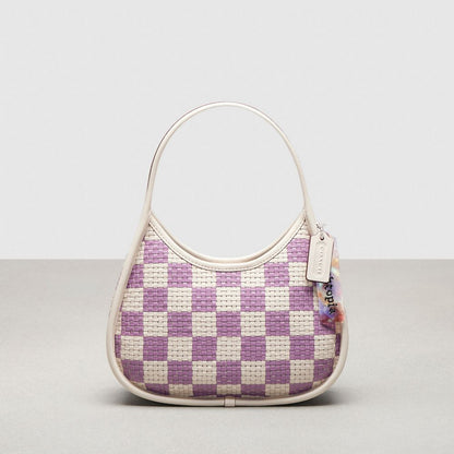 Coach Ergo Bag With Woven Checkerboard In Repurposed Leather Chalk Violet Orchid