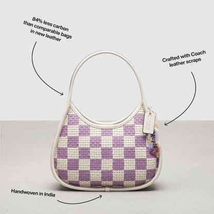 Coach Ergo Bag With Woven Checkerboard In Repurposed Leather Chalk Violet Orchid