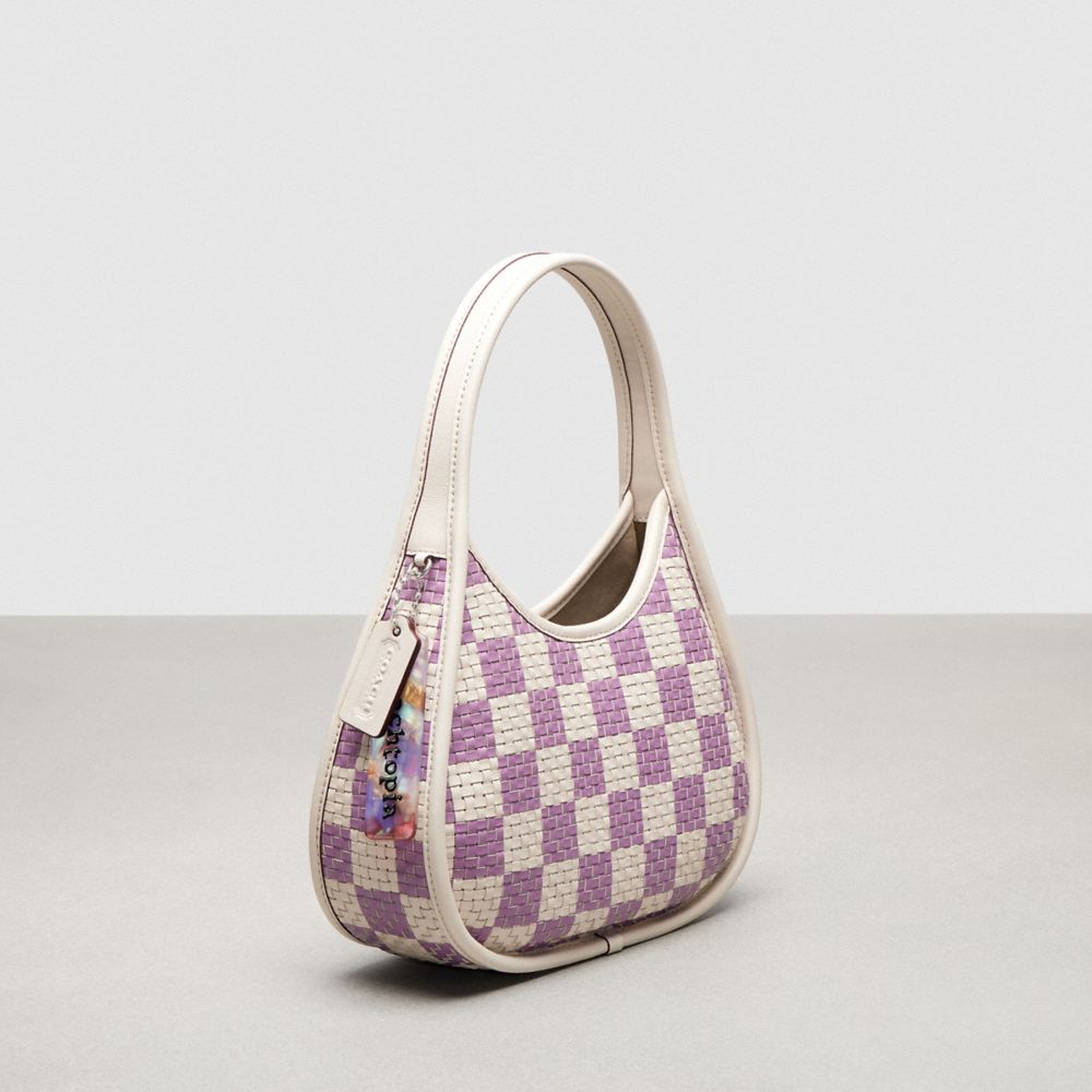 Coach Ergo Bag With Woven Checkerboard In Repurposed Leather Chalk Violet Orchid
