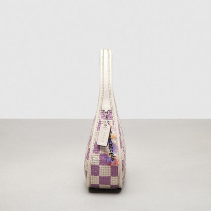 Coach Ergo Bag With Woven Checkerboard In Repurposed Leather Chalk Violet Orchid