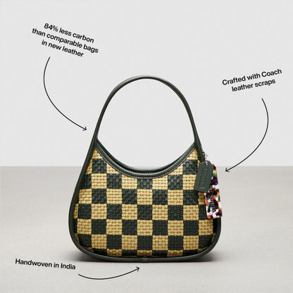 Coach Ergo Bag With Woven Checkerboard In Repurposed Leather Dark Fern Sunflower