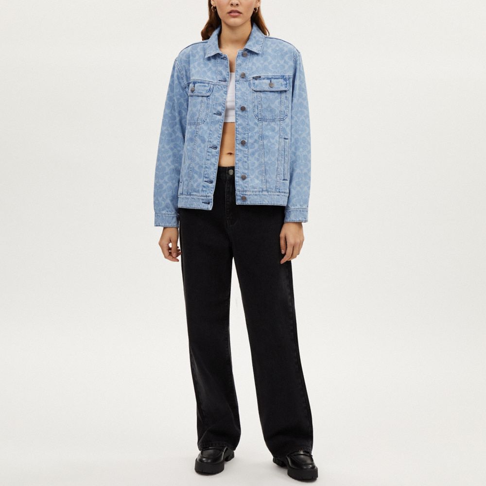 Coach Signature Denim Jacket Light Wash