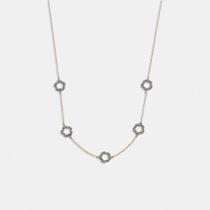 Coach Pavé Tea Rose Necklace Gold