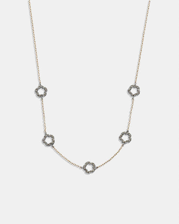 Pavé Tea Rose Necklace Gold Gold