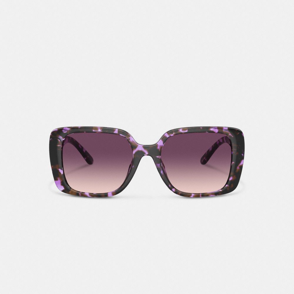 Coach Oversized Square Sunglasses Purple Tortoise