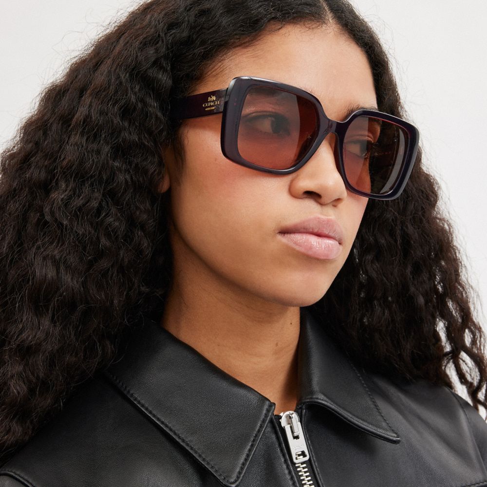 Coach Oversized Square Sunglasses Transparent Caramel