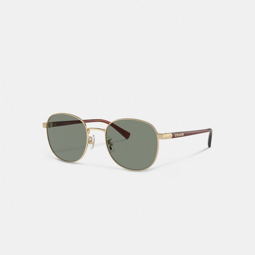 Coach Metal Round Sunglasses Gold Green