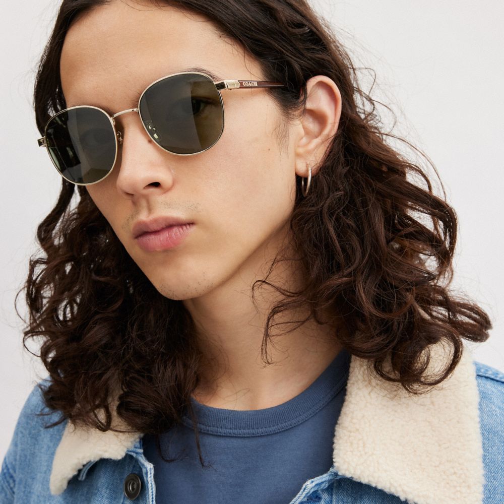 Metal Round Sunglasses Gold-Green Gold-Green