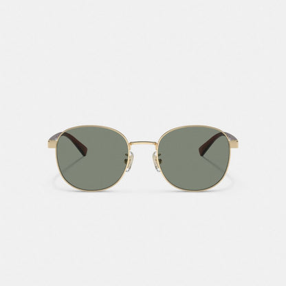 Coach Metal Round Sunglasses Gold Green