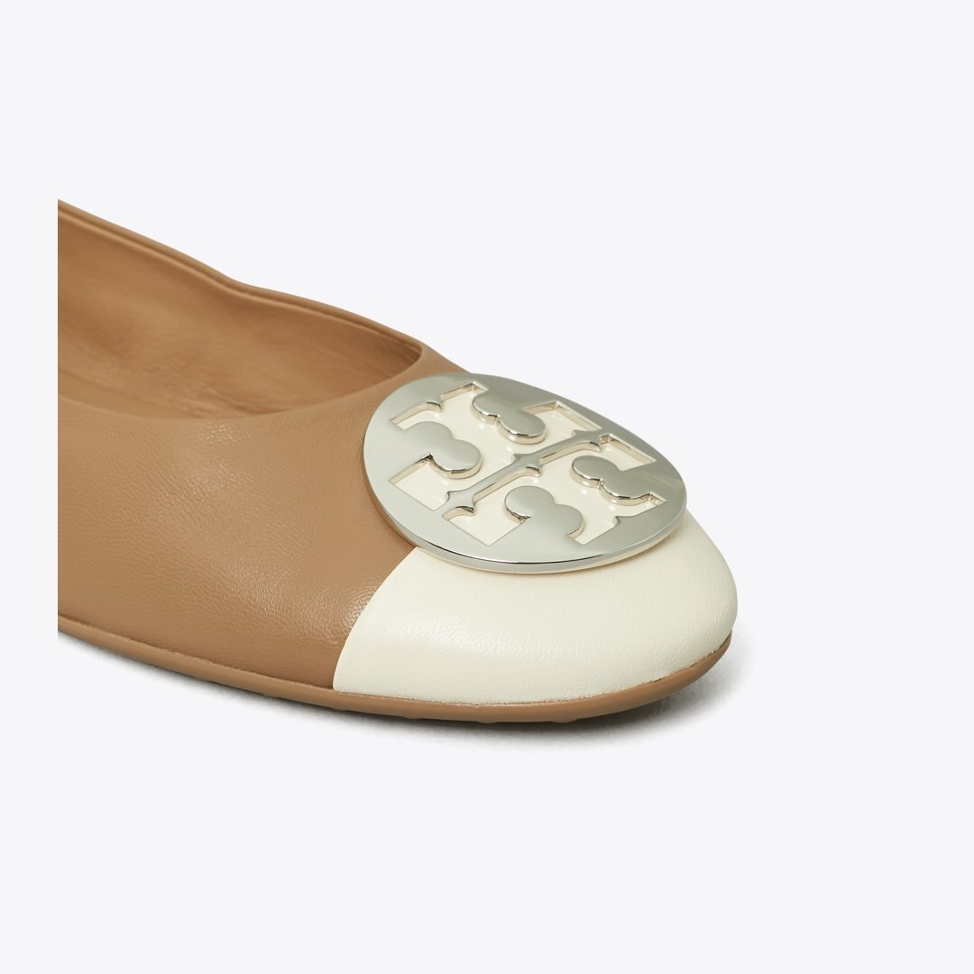 Tory Burch Claire Cap-Toe Ballet LIGHT CREAM / ALMOND FLOUR