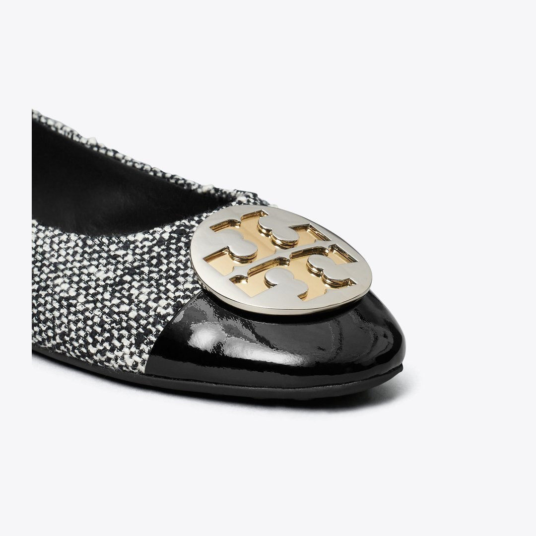 Tory Burch Claire Cap-Toe Ballet PERFECT BLACK / NEW IVORY