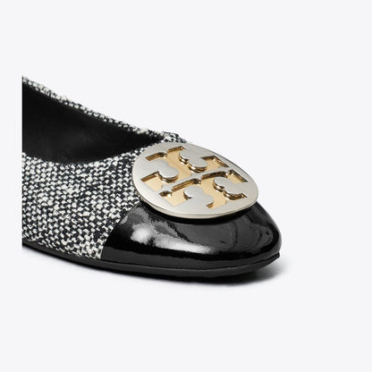 Tory Burch Claire Cap-Toe Ballet PERFECT BLACK / NEW IVORY