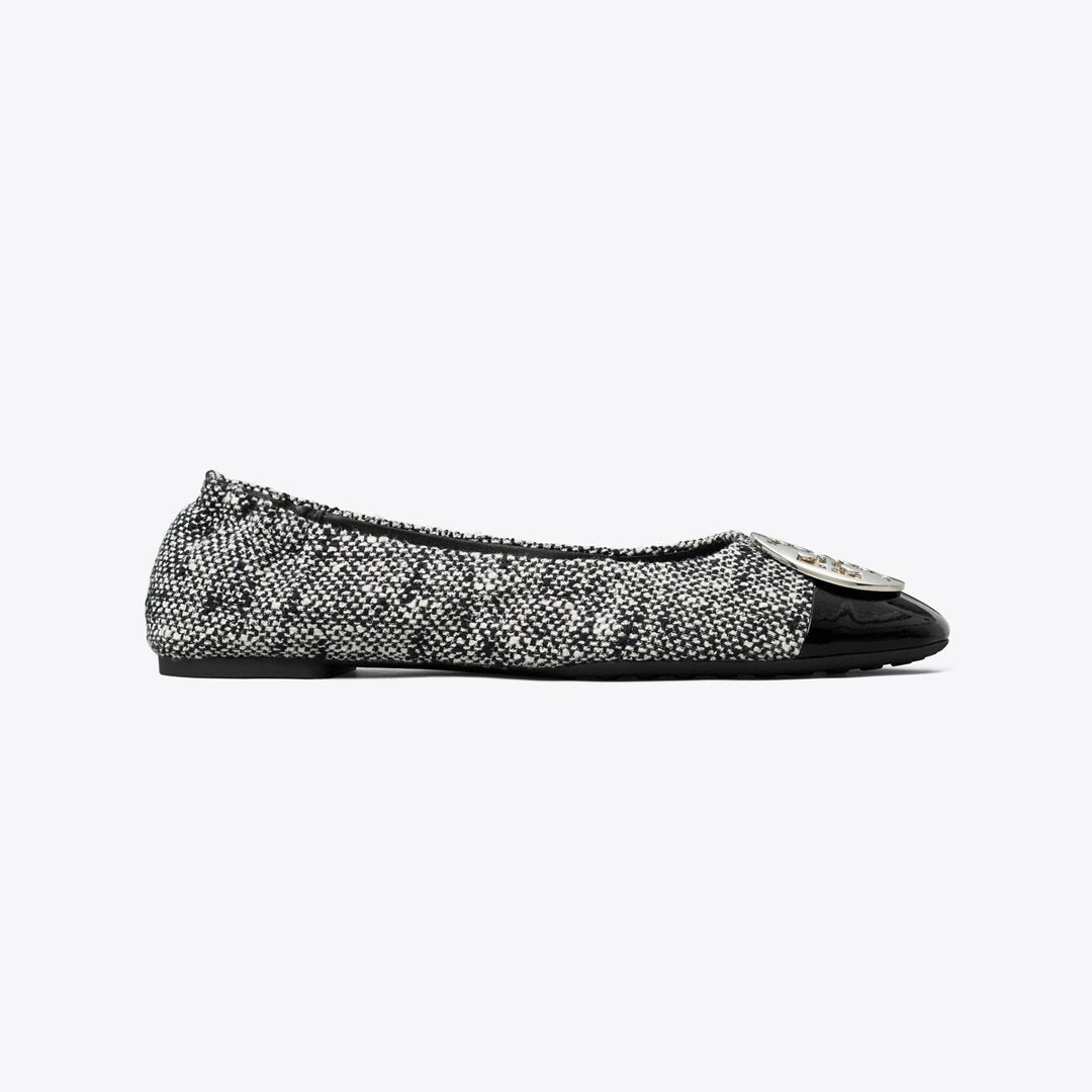 Tory Burch Claire Cap-Toe Ballet PERFECT BLACK / NEW IVORY