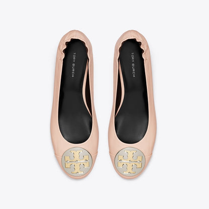 Tory Burch Claire Cap-Toe Heel Ballet SHELL PINK / GOLD / SILVER
