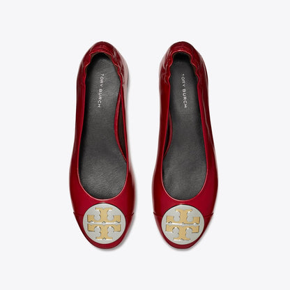 Tory Burch Claire Heel Ballet CRIMSON RED / GOLD / SILVER