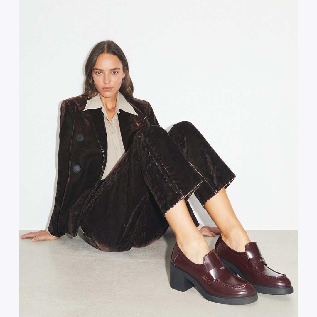 Tory Burch Classic Heeled Lug Loafer PLUM