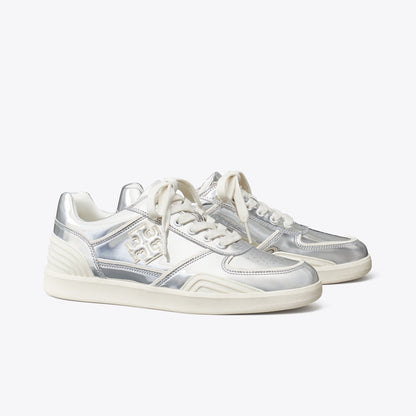 Tory Burch Clover Court Sneaker ARGENTO / 0YSTER MUSHROOM