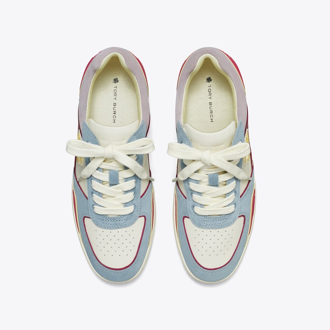 Tory Burch Clover Court Sneaker NEW IVORY / YELLOW CANARY / ARIA BLUE