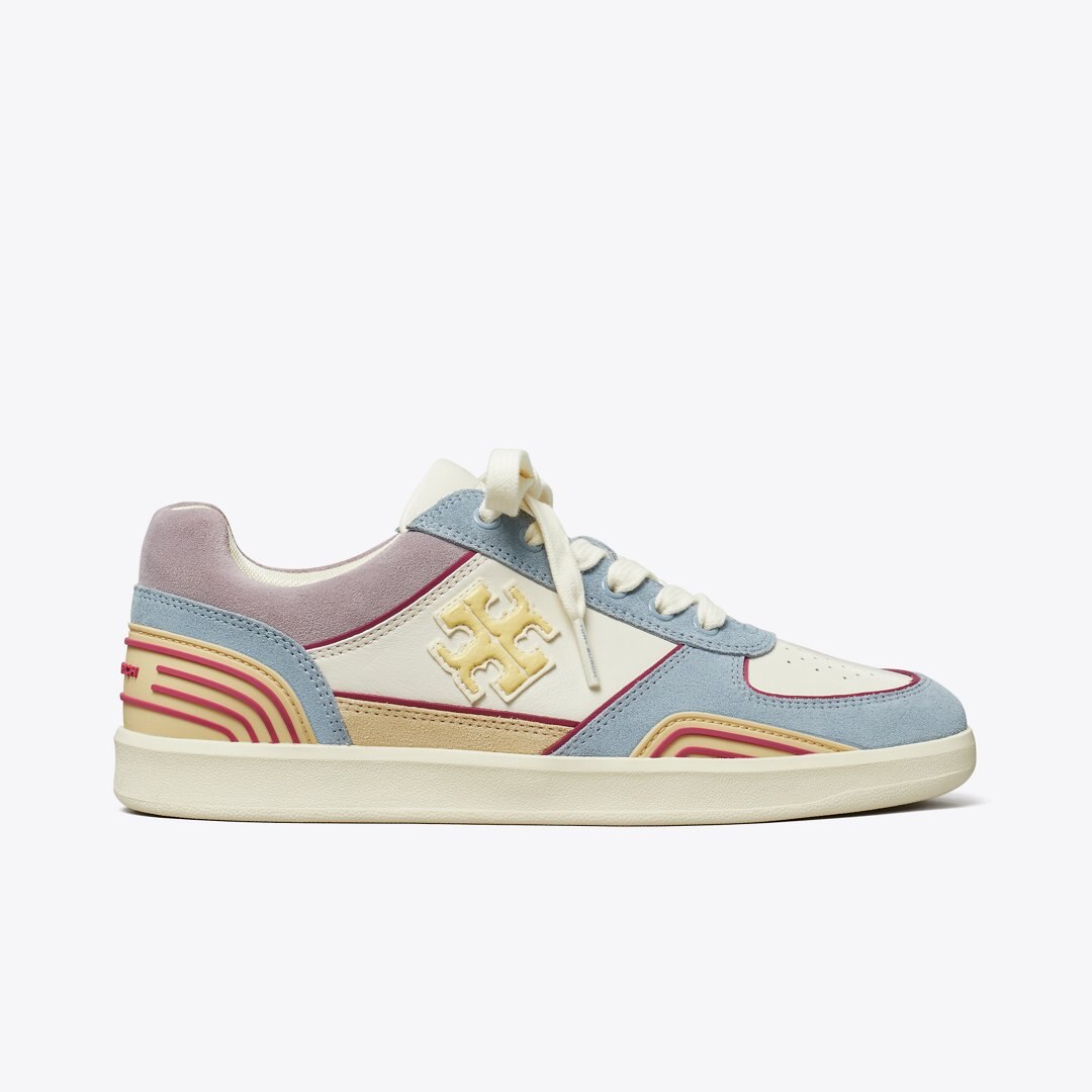 Tory Burch Clover Court Sneaker NEW IVORY / YELLOW CANARY / ARIA BLUE