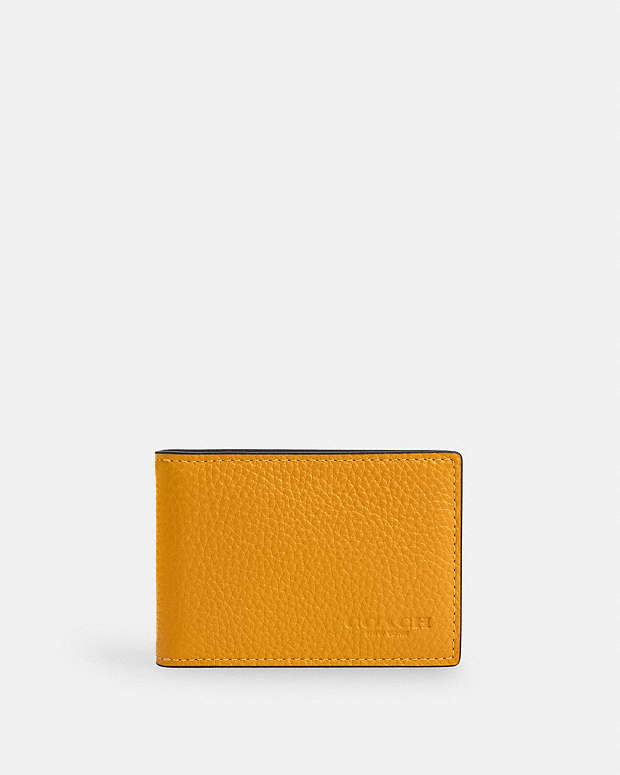 Compact Billfold Wallet Pebbled Leather-Buttercup Pebbled Leather-Buttercup