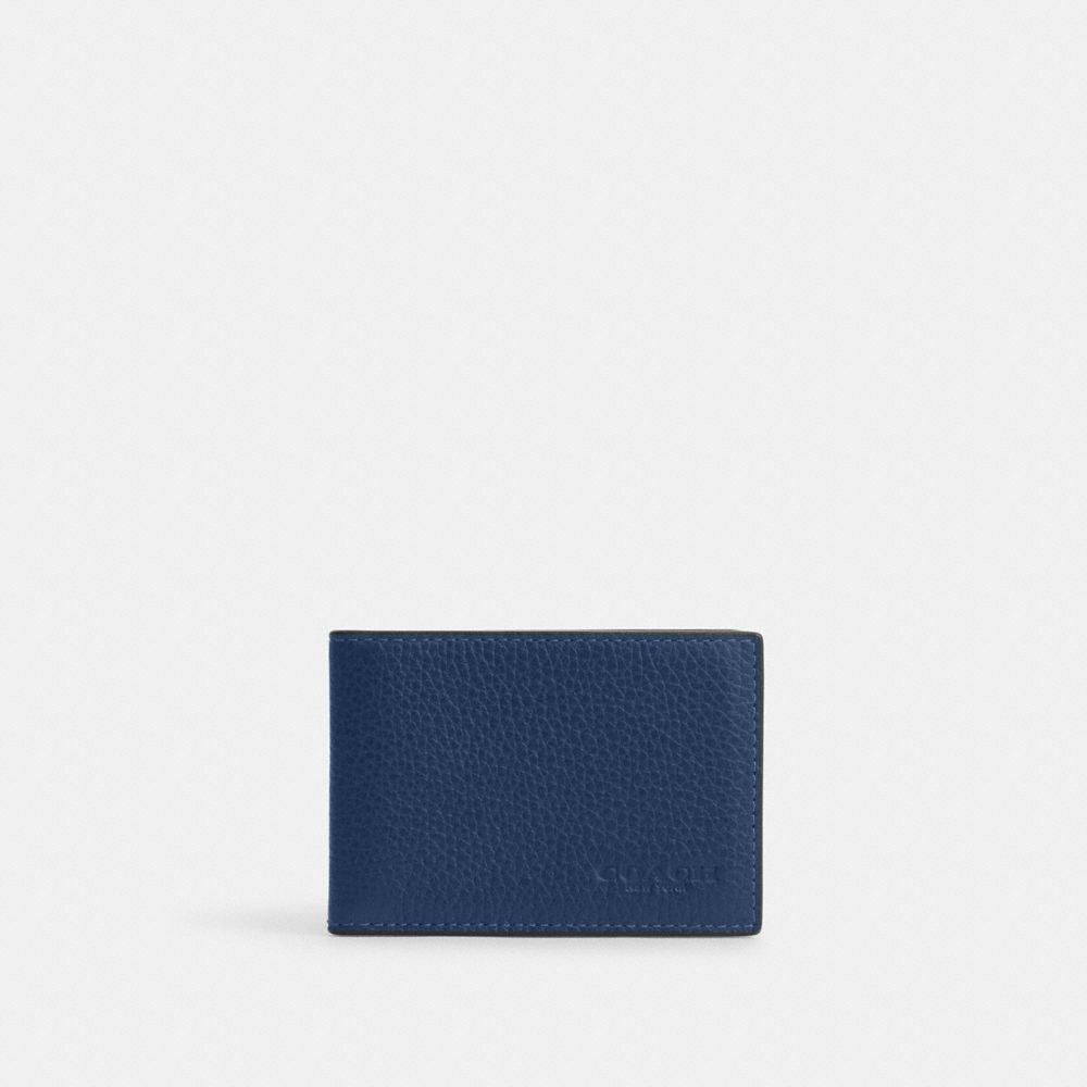Compact Billfold Wallet Pebbled Leather-Deep Blue Pebbled Leather-Deep Blue