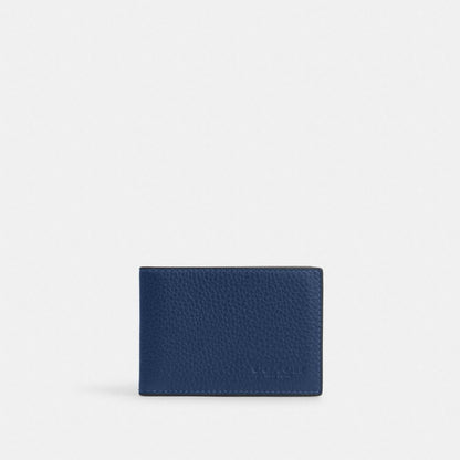 Compact Billfold Wallet Pebbled Leather-Deep Blue Pebbled Leather-Deep Blue