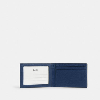 Compact Billfold Wallet Pebbled Leather-Deep Blue Pebbled Leather-Deep Blue