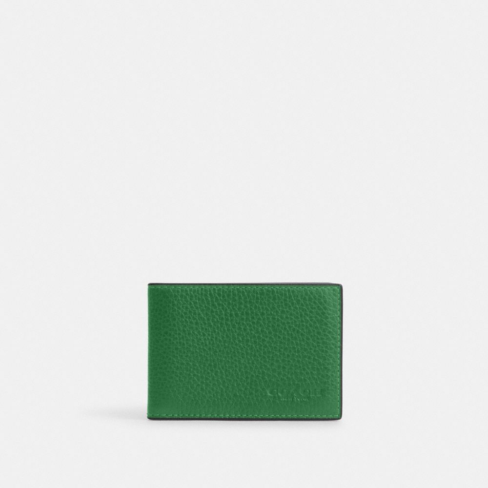 Compact Billfold Wallet Pebbled Leather-Kelly Pebbled Leather-Kelly