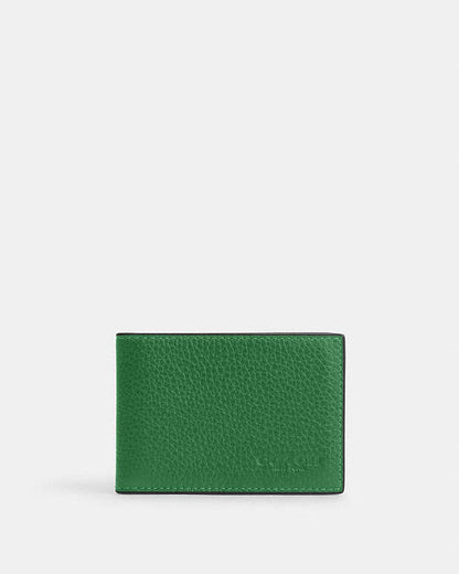 Compact Billfold Wallet Pebbled Leather-Kelly Pebbled Leather-Kelly