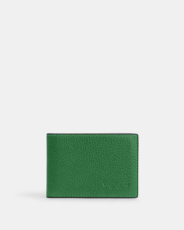 Compact Billfold Wallet Pebbled Leather-Kelly Pebbled Leather-Kelly