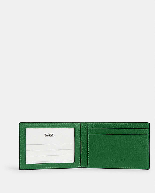 Compact Billfold Wallet Pebbled Leather-Kelly Pebbled Leather-Kelly