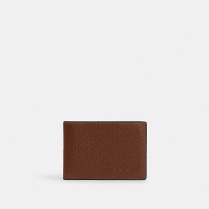 Compact Billfold Wallet Pebbled Leather-Saddle Pebbled Leather-Saddle