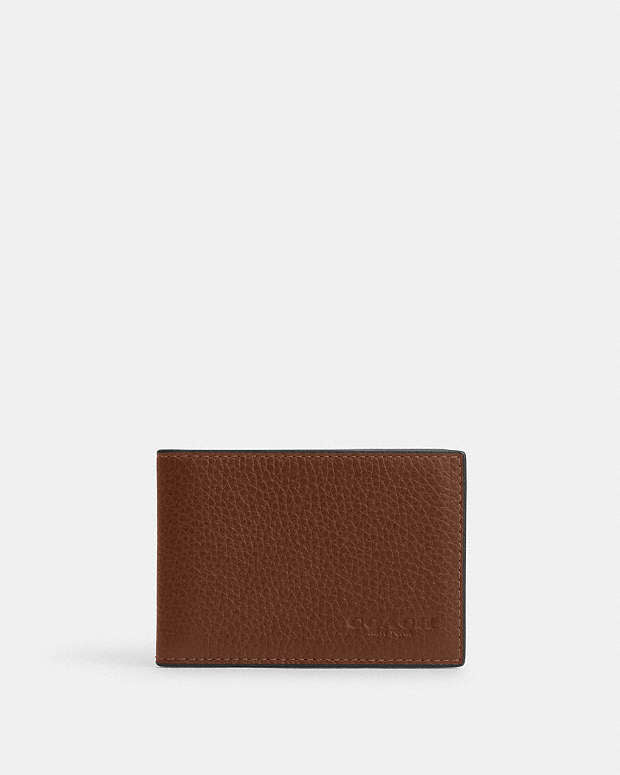 Compact Billfold Wallet Pebbled Leather-Saddle Pebbled Leather-Saddle