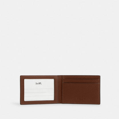 Compact Billfold Wallet Pebbled Leather-Saddle Pebbled Leather-Saddle