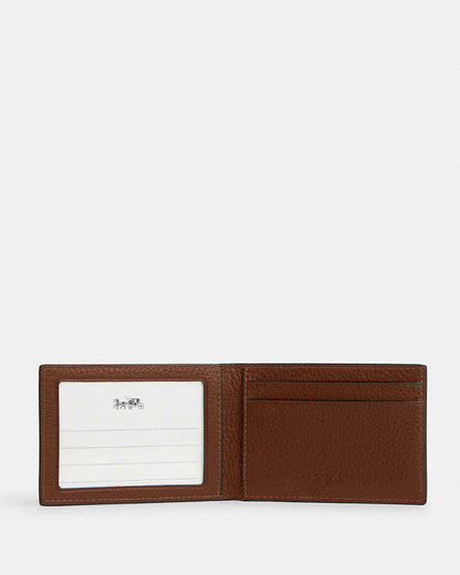 Compact Billfold Wallet Pebbled Leather-Saddle Pebbled Leather-Saddle