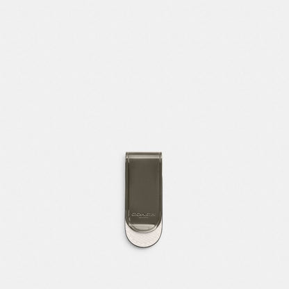 Coach Money Clip Gunmetal Chalk