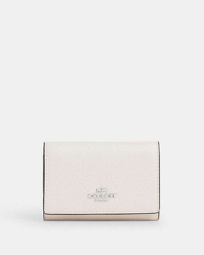 Micro Wallet Pebbled Leather-Silver-Chalk Pebbled Leather-Silver-Chalk
