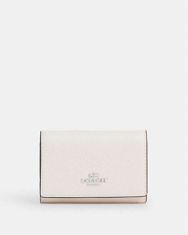 Micro Wallet Pebbled Leather-Silver-Chalk Pebbled Leather-Silver-Chalk