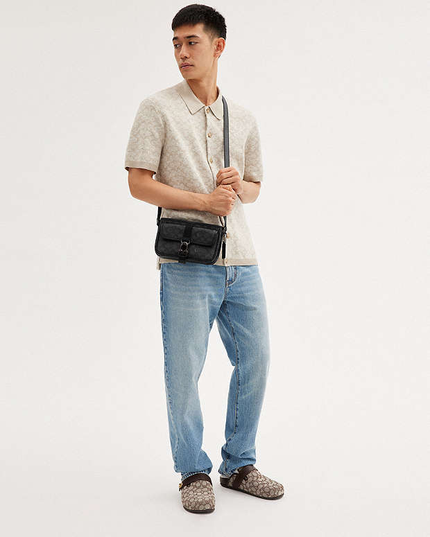 Beck Slim Crossbody In Signature Canvas Charcoal Charcoal